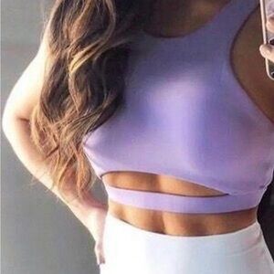 Chic Lavender Cut-Out Crop Top